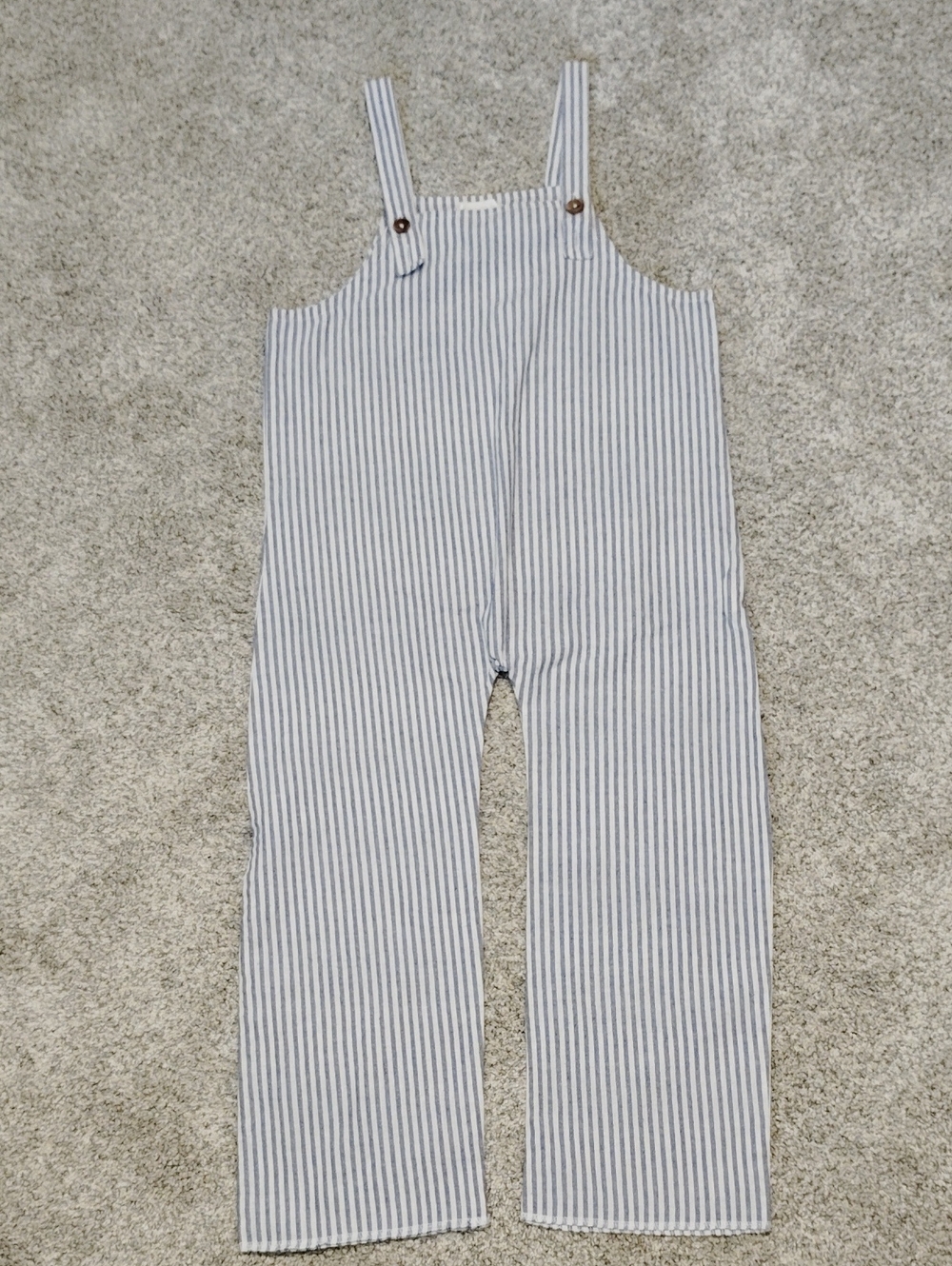 Kids Blue and White Striped Overalls with Adjustable Straps